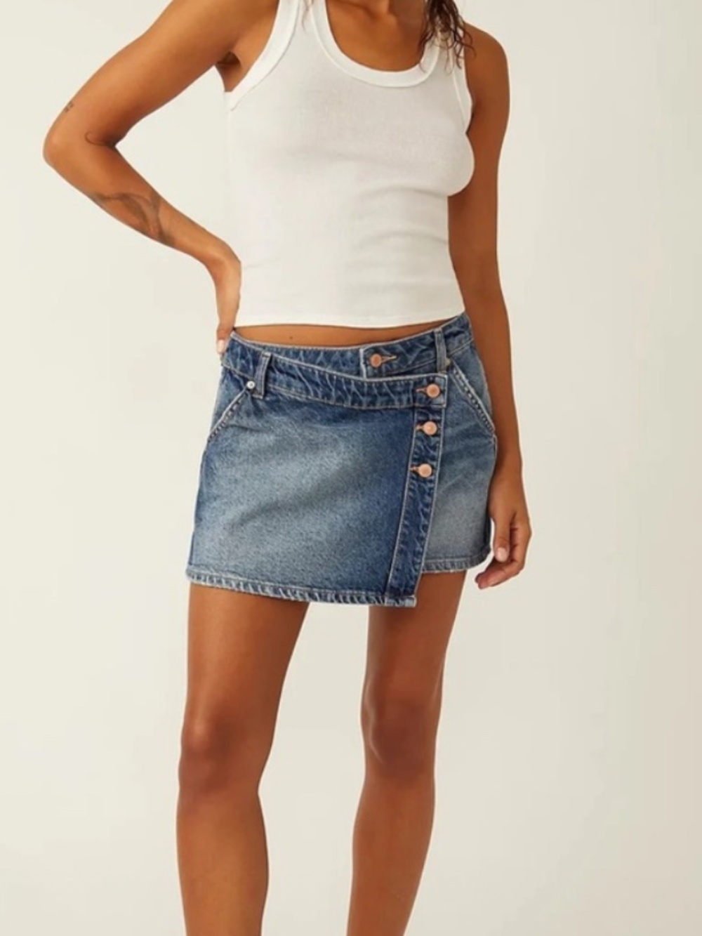 we the free blue wynne denim skirt